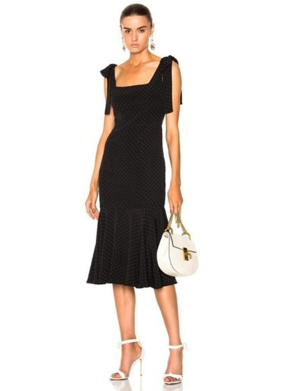 Alexis Black Tie-Shoulder Midi Dress